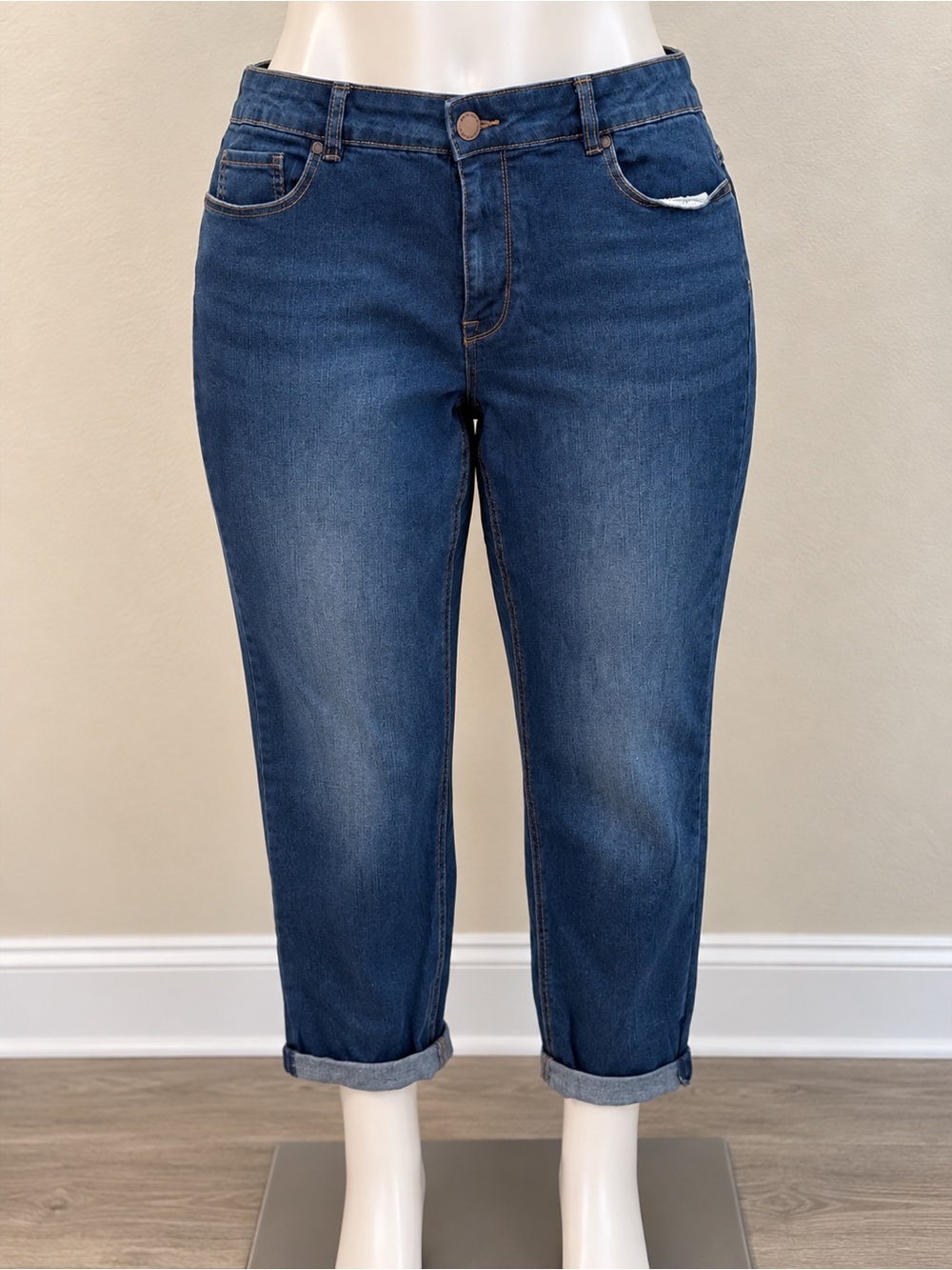 AVENUE DENIM Girlfriend Dark Wash Cropped Jeans size 16 PT
